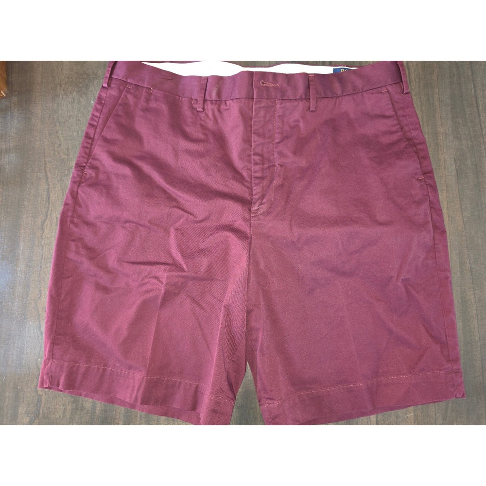 Polo Ralph Lauren Mens Burgundy Stretch Classic Fit Chino Shorts Size 38 Maroon
